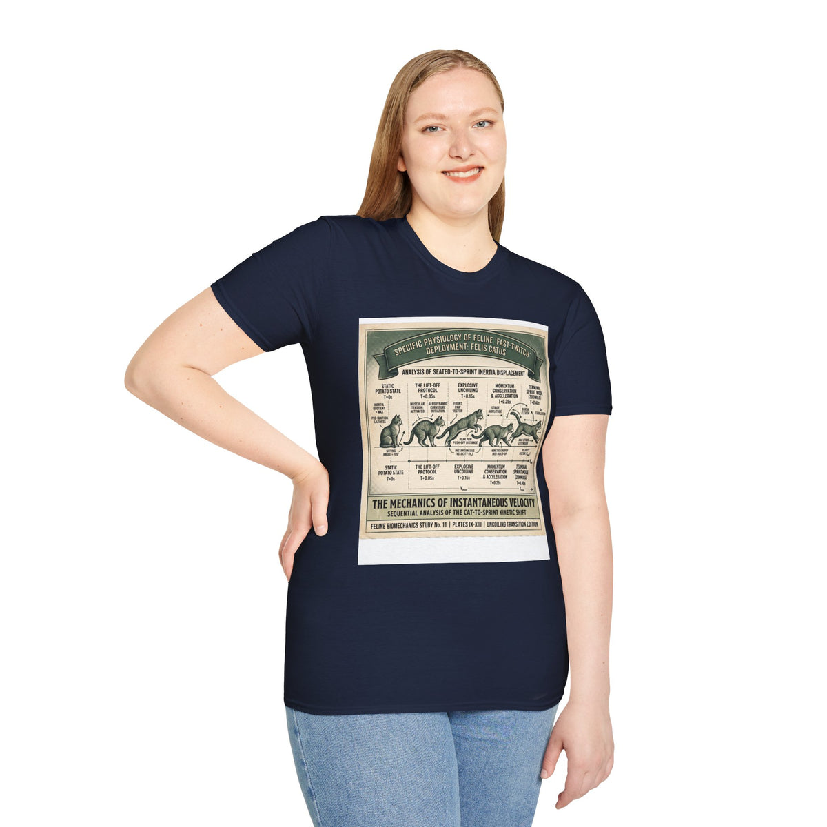 Cat Sprint Anatomy T‑Shirt — Vintage Feline Fast Twitch Diagram