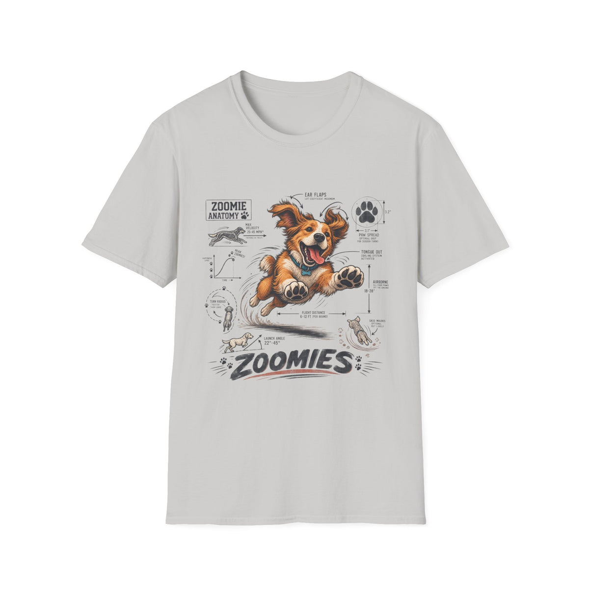 Dog Zoomies T-Shirt — Cute Playful Puppy Anatomy Graphic Tee