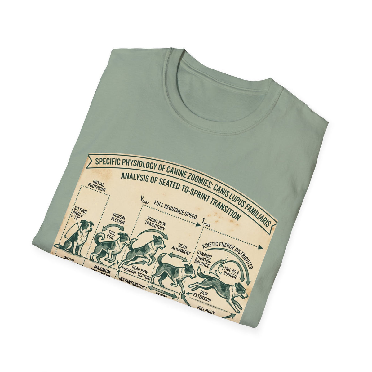 Kinetics of Zoomies T-Shirt — Funny Canine Zoomies Diagram Tee