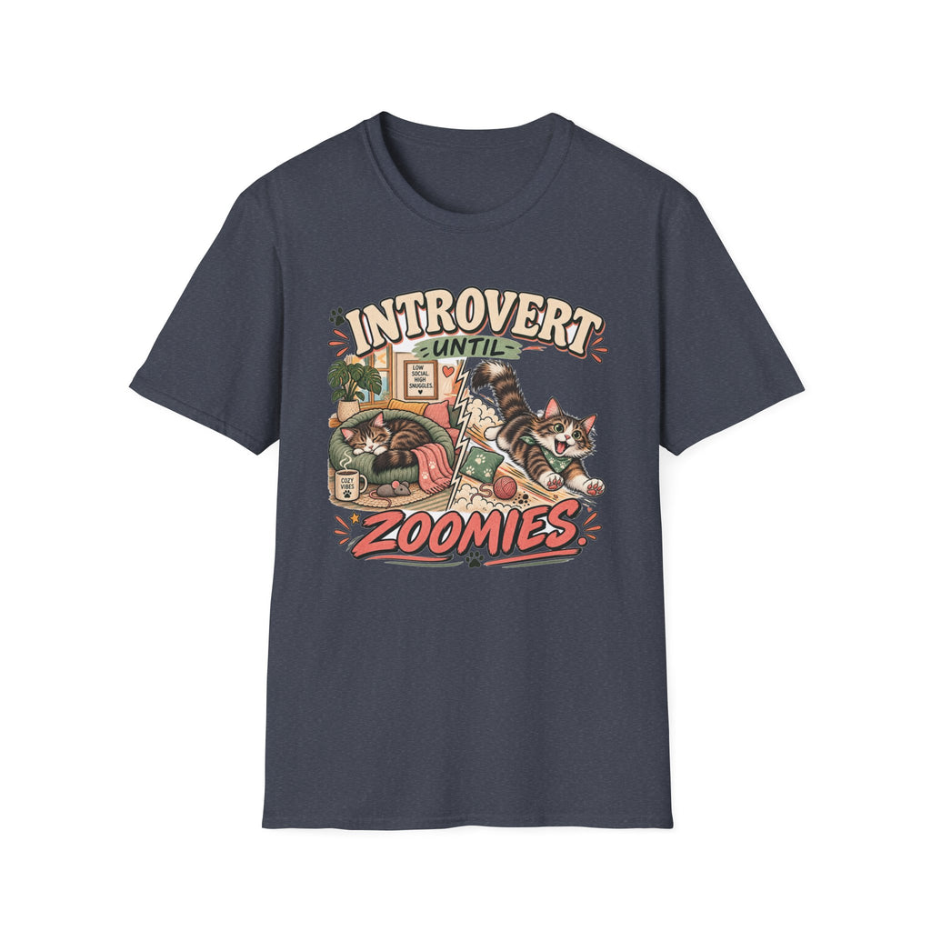 Introvert Until Zoomies T-Shirt — Cute Cat Nap & Play Graphic Tee