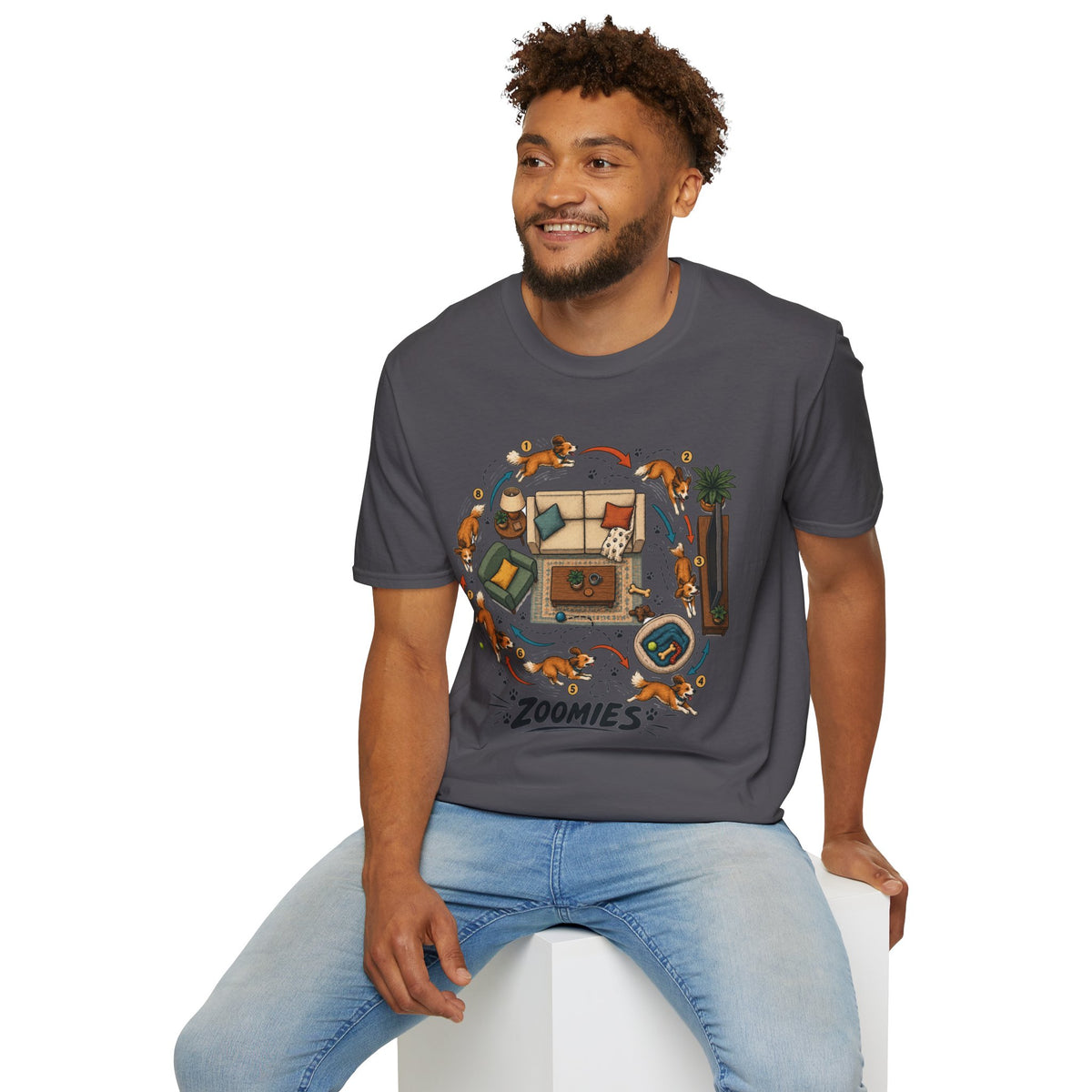 Zoomies Dog T-Shirt — Playful Puppy Housewarming Tee