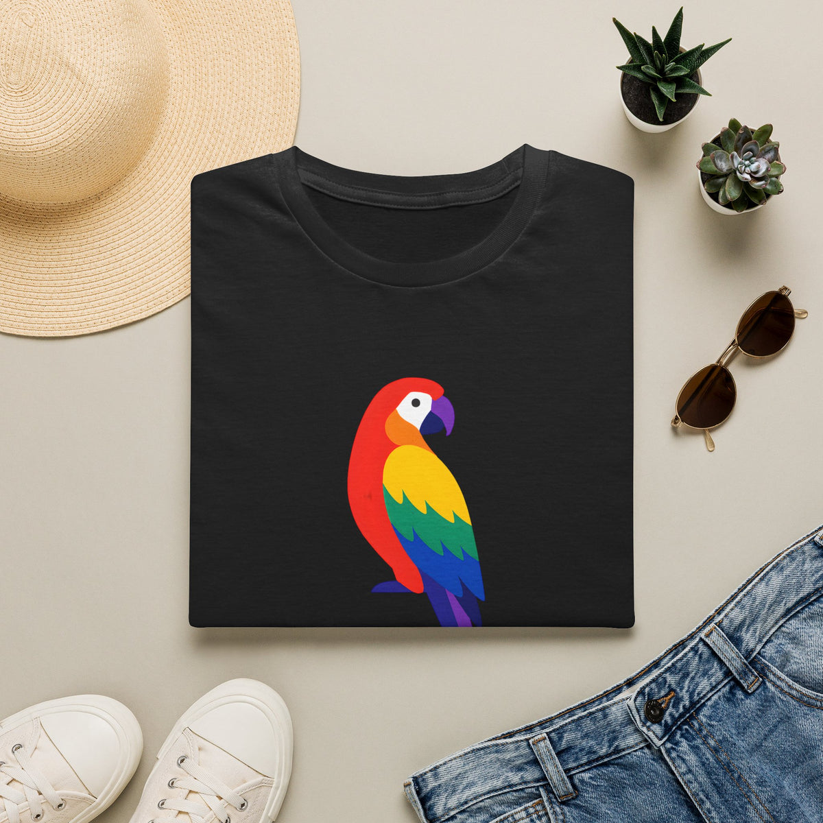 Colorful Parrot Illustration T-Shirt
