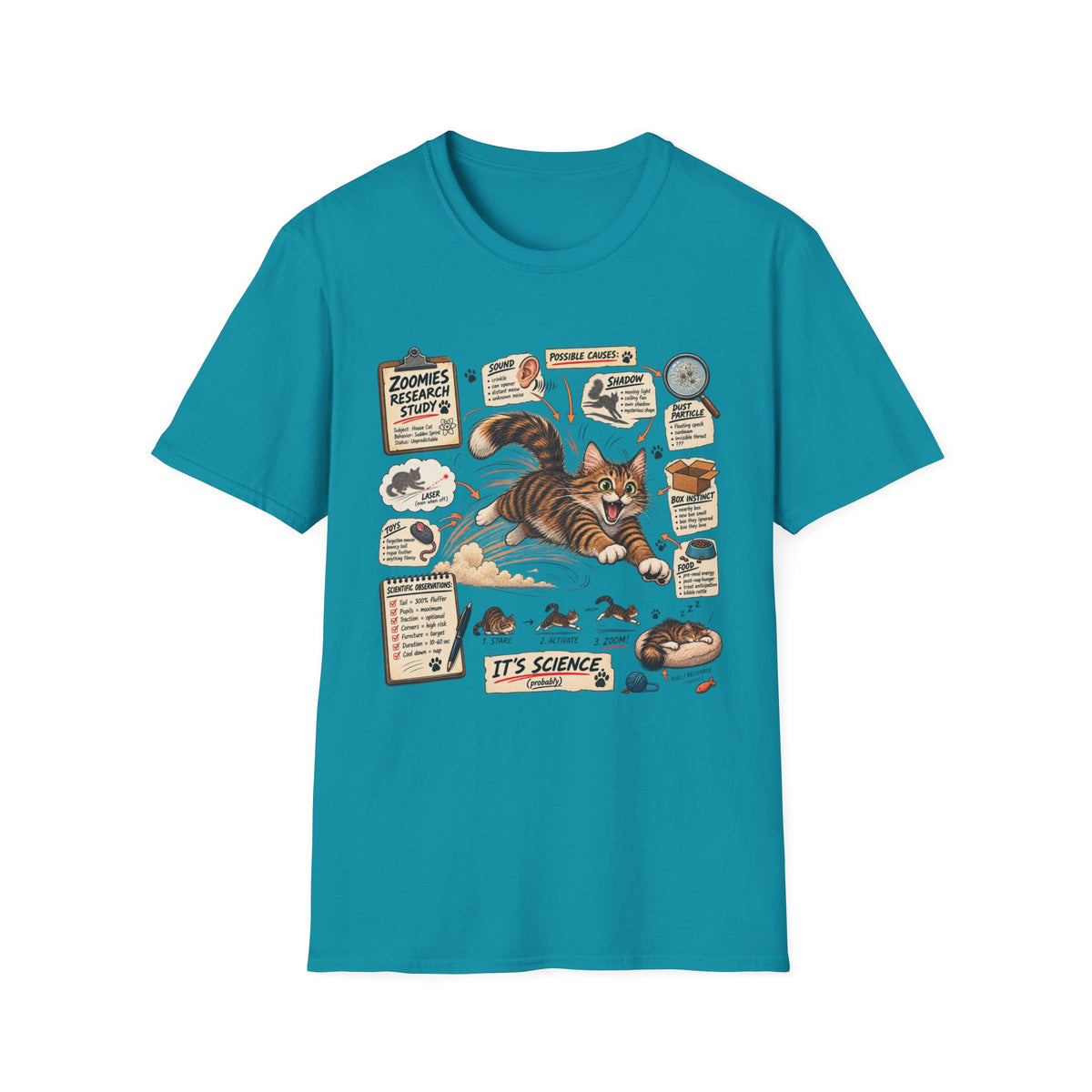 Cat Science T-Shirt — “It’s Science” Zoomies Research Design