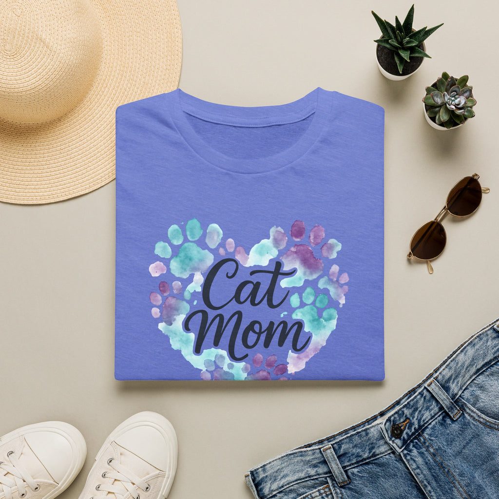Watercolor Cat Mom Heart T-Shirt