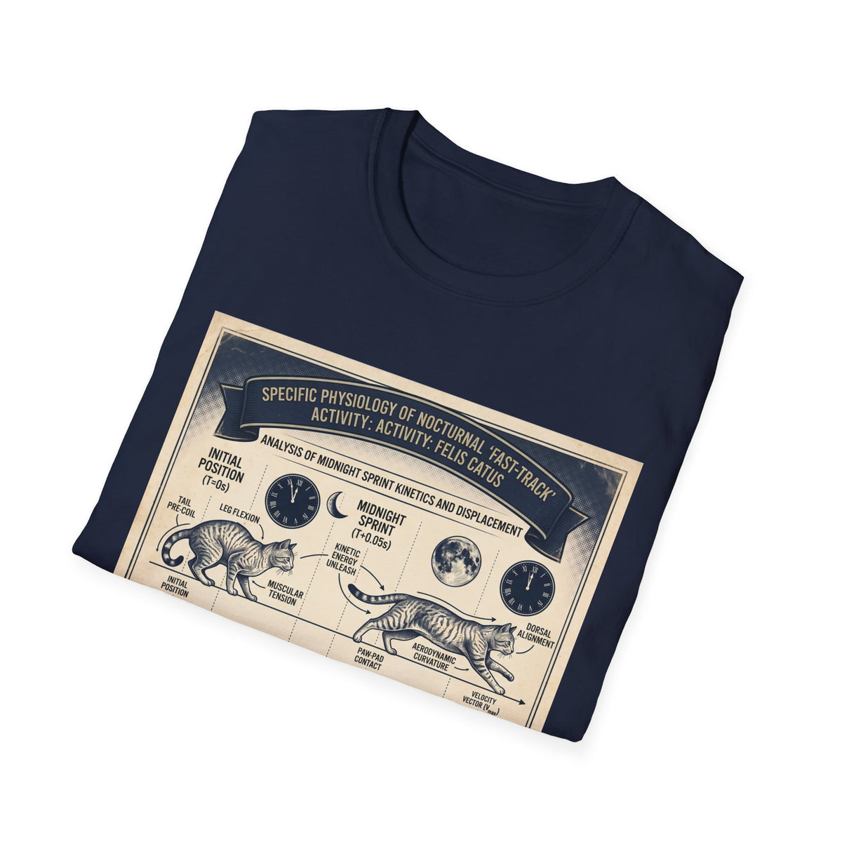 Nocturnal Cat Anatomy T-Shirt – Vintage Feline Physiology Diagram