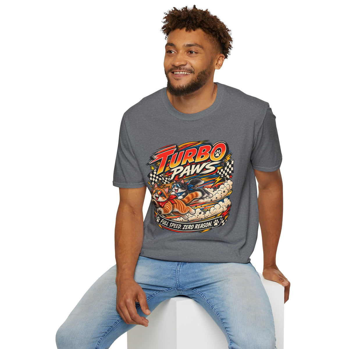Turbo Paws T-Shirt — Retro Racing Cat Graphic Tee