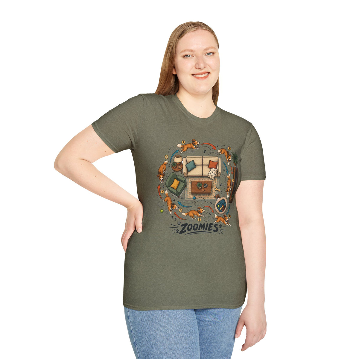 Zoomies Dog T-Shirt — Playful Puppy Housewarming Tee