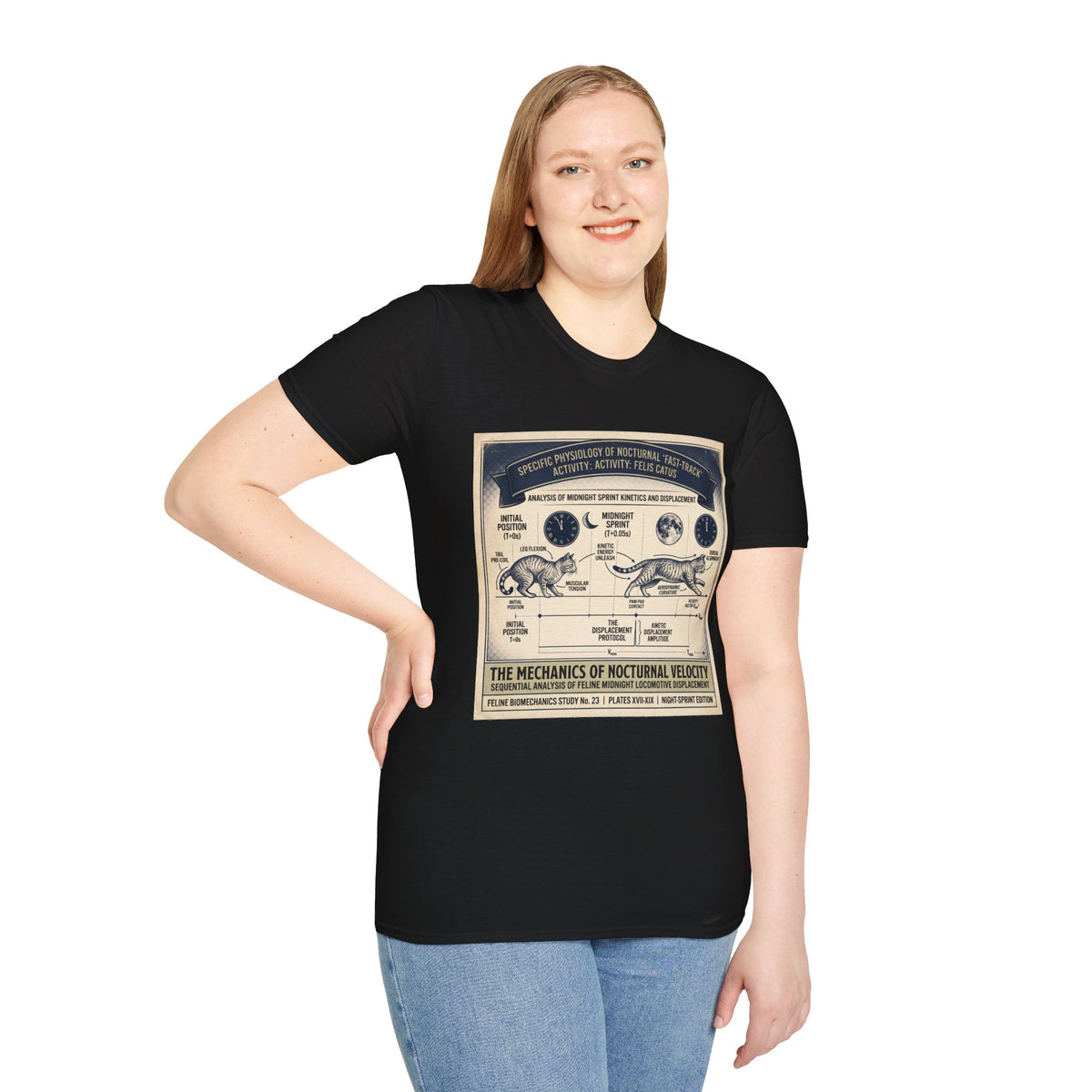 Nocturnal Cat Anatomy T-Shirt – Vintage Feline Physiology Diagram