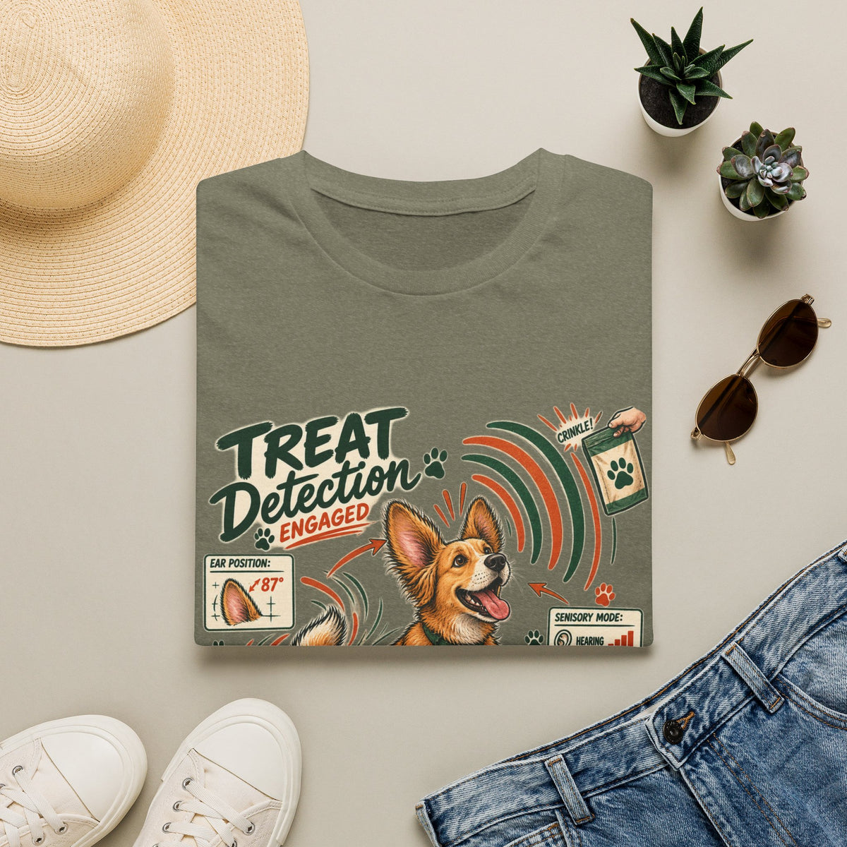 Dog Treat Detection T-Shirt — Funny Corgi ‘Treat Detection: Engaged’ Tee