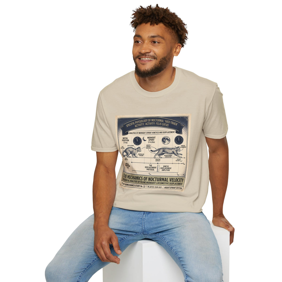 Nocturnal Cat Anatomy T-Shirt – Vintage Feline Physiology Diagram