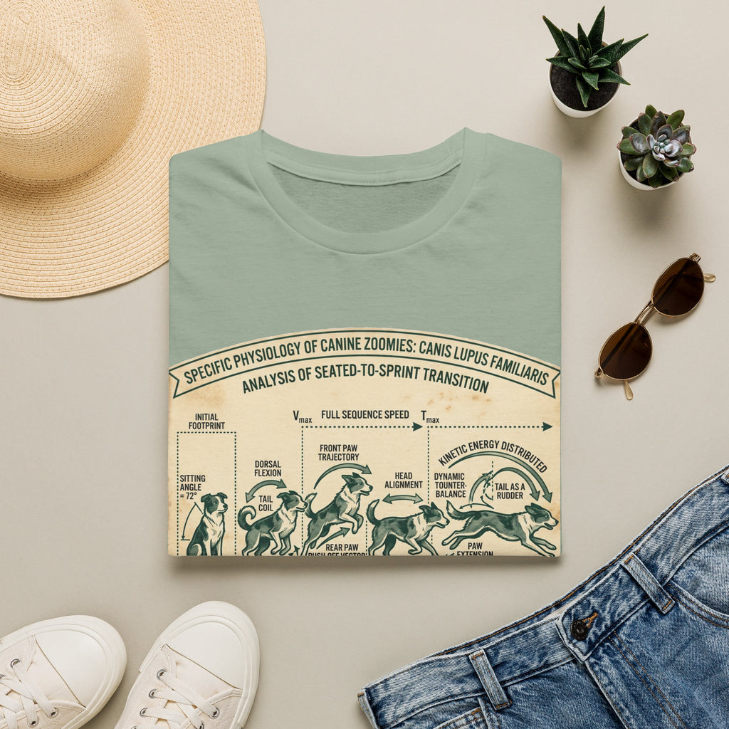 Kinetics of Zoomies T-Shirt — Funny Canine Zoomies Diagram Tee