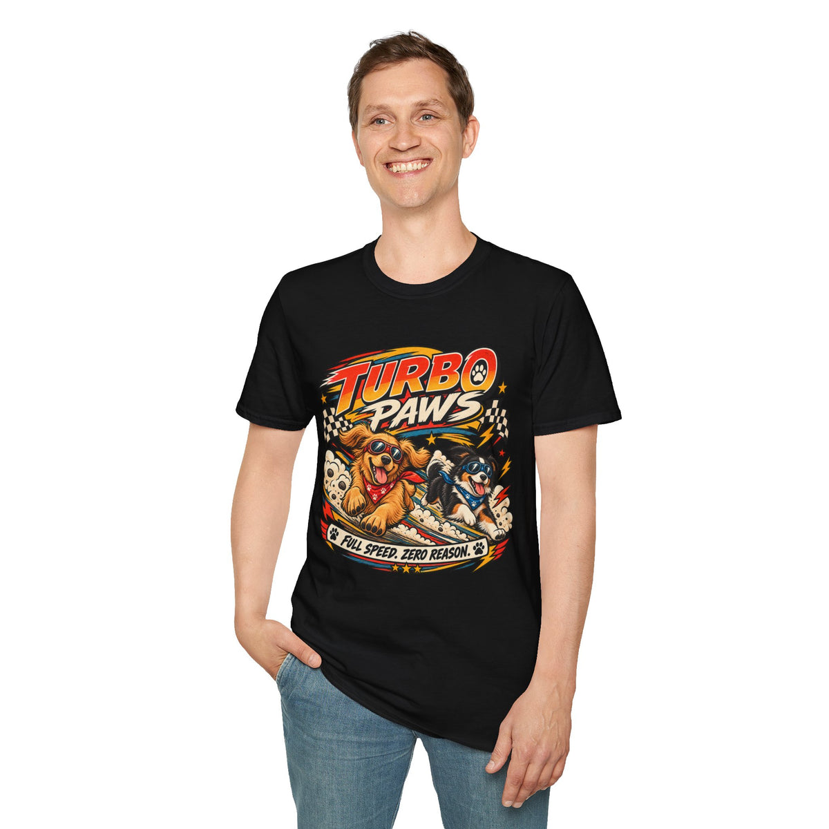 Turbo Paws T-Shirt — Retro Racing Dog Graphic Tee