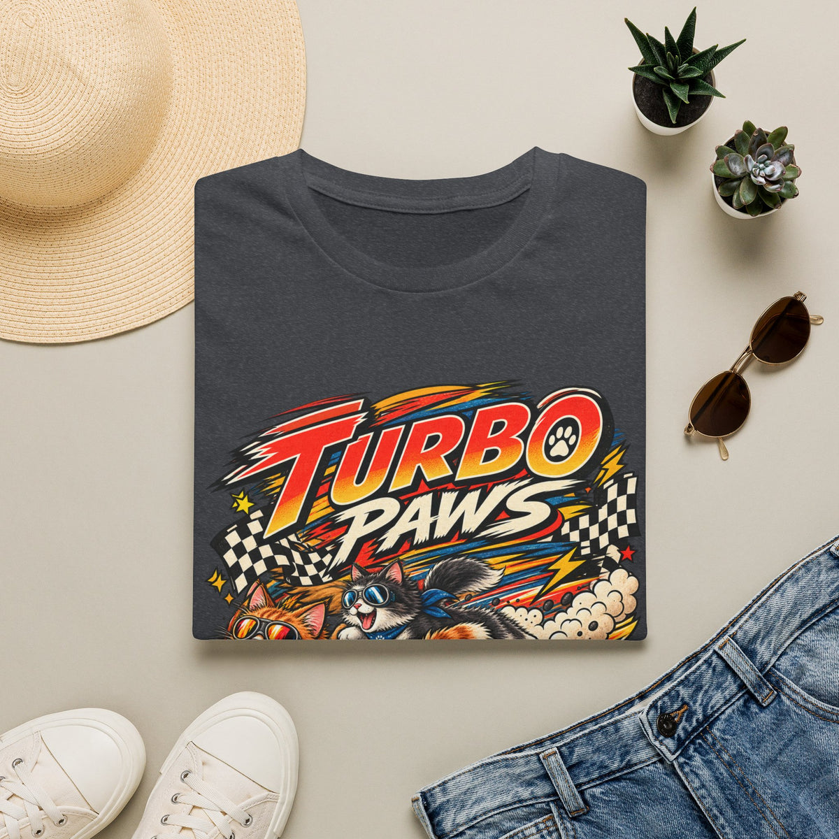 Turbo Paws T-Shirt — Retro Racing Cat Graphic Tee