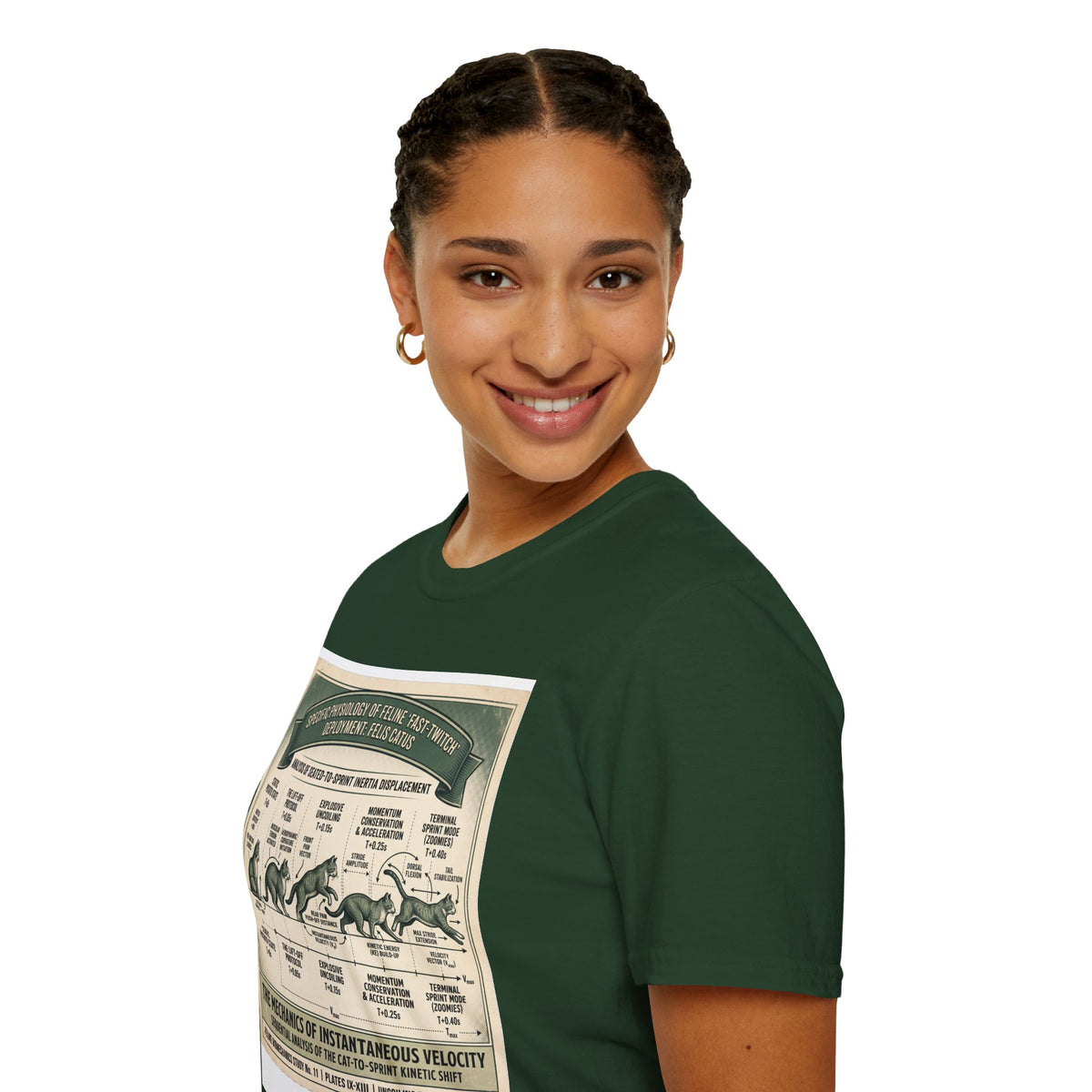 Cat Sprint Anatomy T‑Shirt — Vintage Feline Fast Twitch Diagram