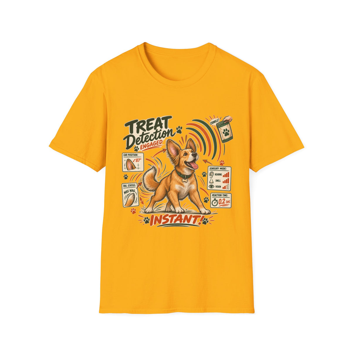 Dog Treat Detection T-Shirt — Funny Corgi ‘Treat Detection: Engaged’ Tee