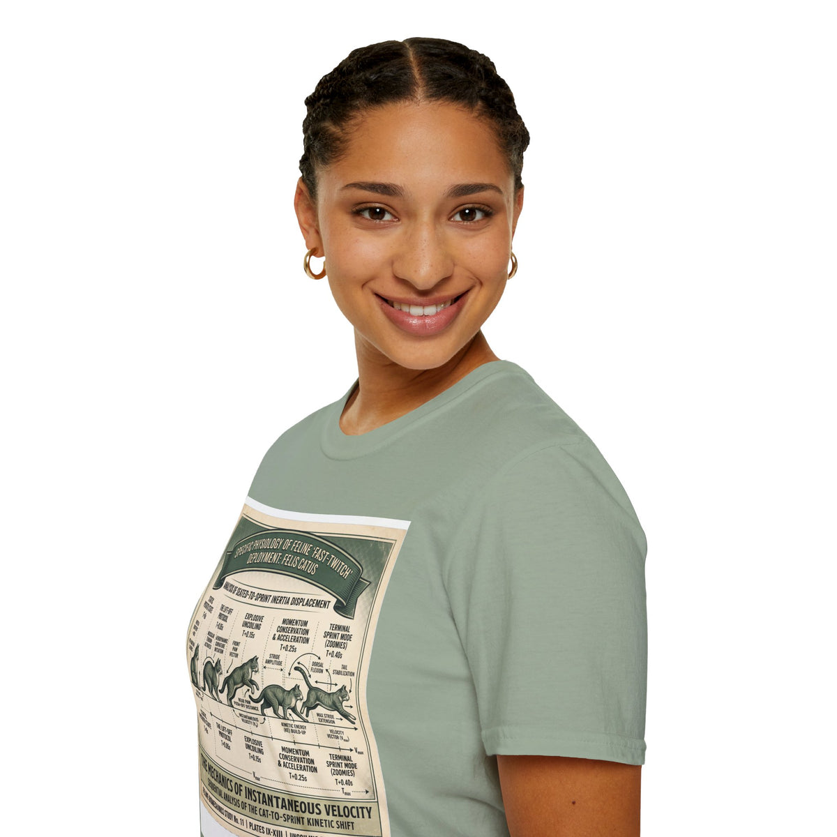 Cat Sprint Anatomy T‑Shirt — Vintage Feline Fast Twitch Diagram