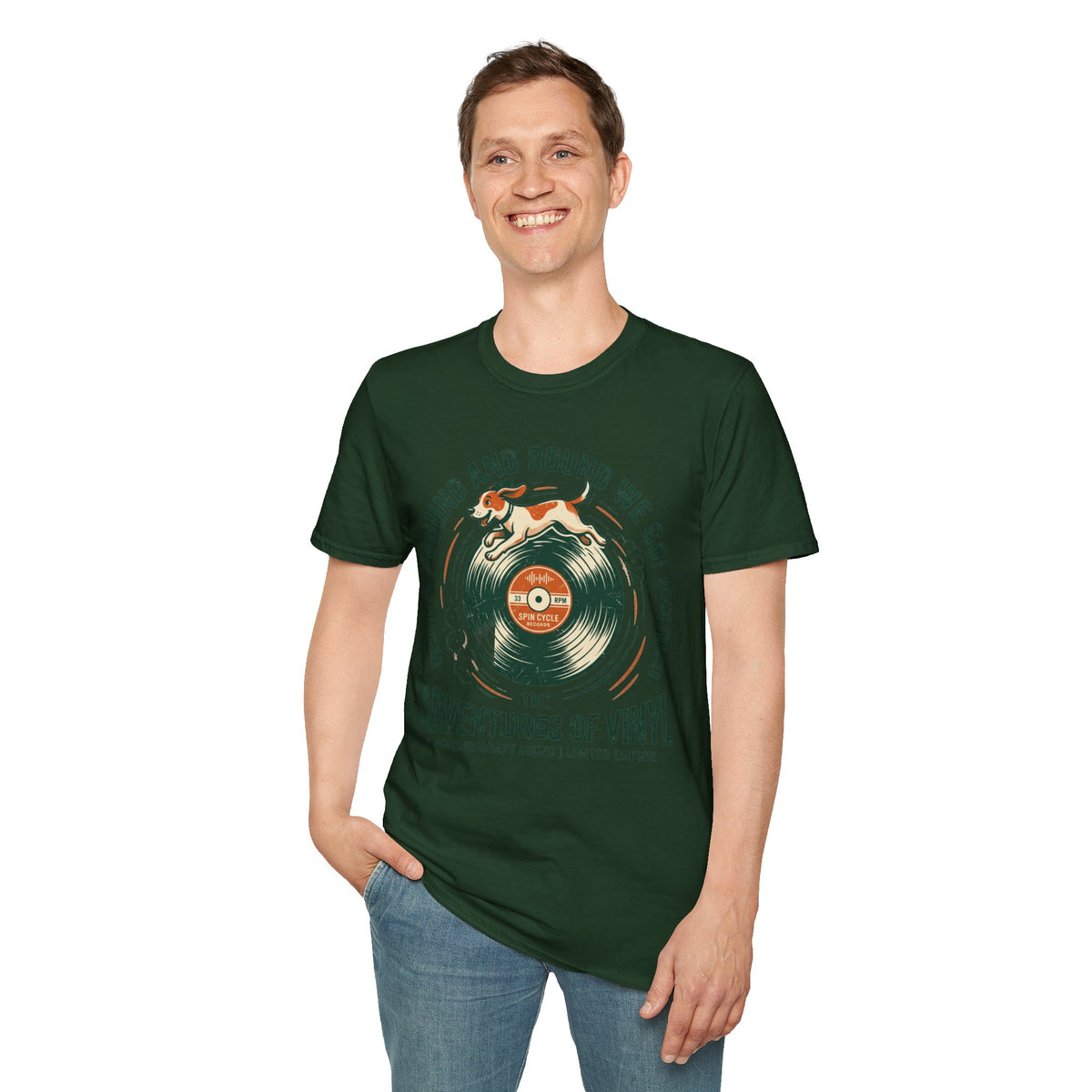 Round and Round We Go Vinyl T-Shirt — The Adventures of Vinyl Retro Record Tee