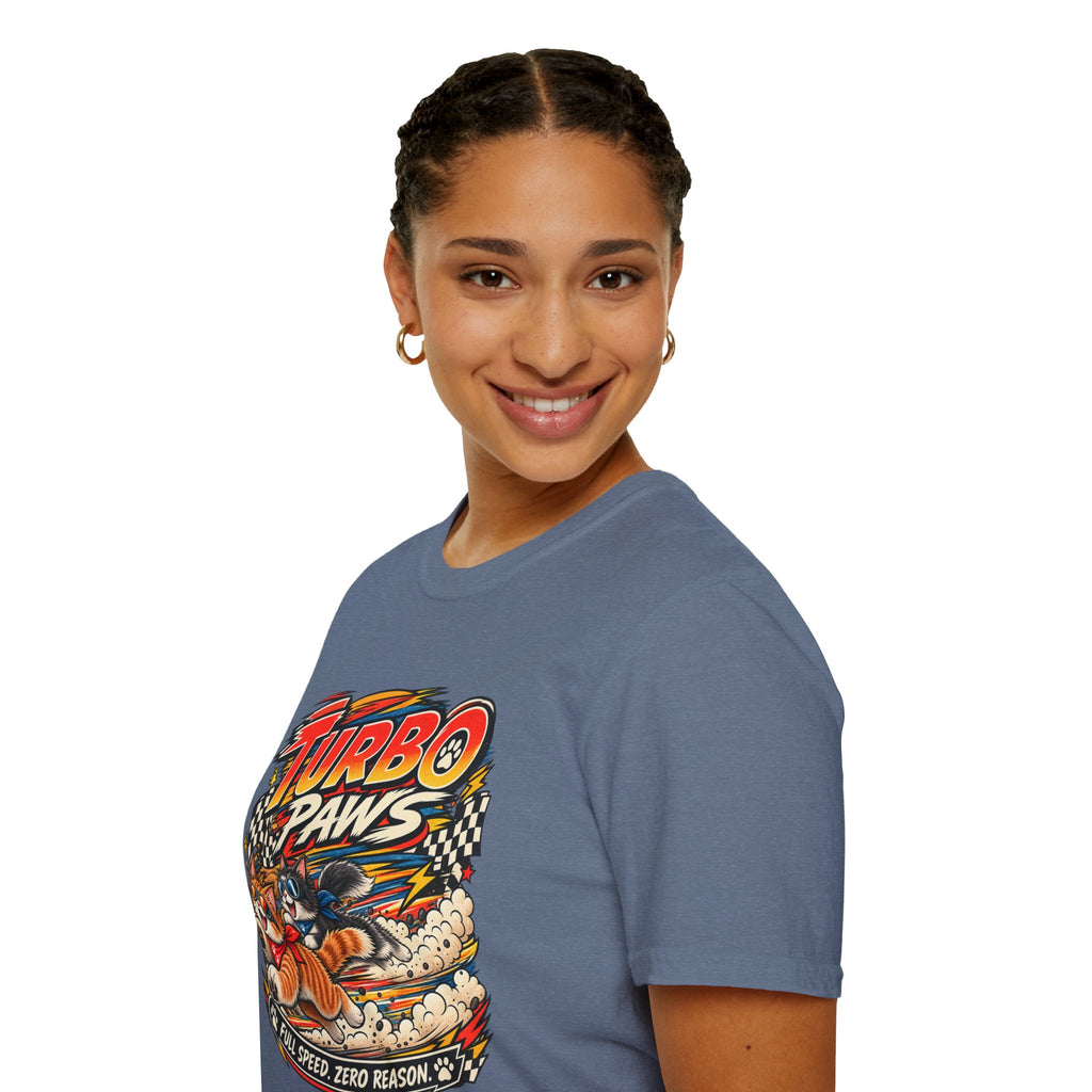 Turbo Paws T-Shirt — Retro Racing Cat Graphic Tee