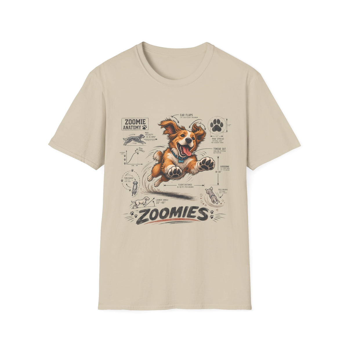 Dog Zoomies T-Shirt — Cute Playful Puppy Anatomy Graphic Tee