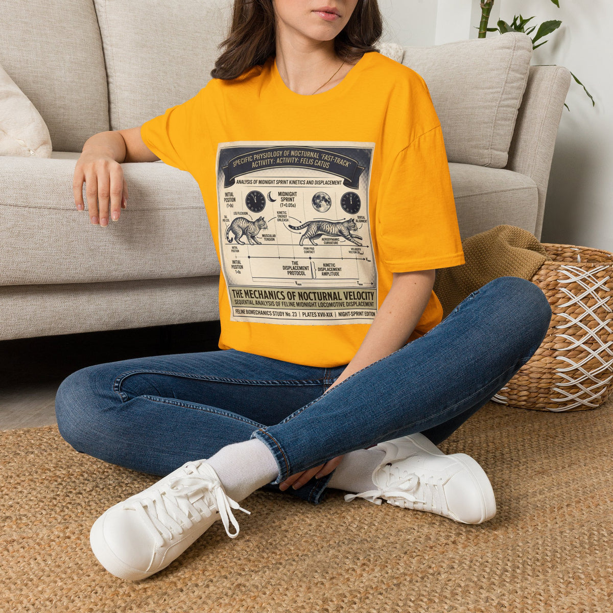 Nocturnal Cat Anatomy T-Shirt – Vintage Feline Physiology Diagram