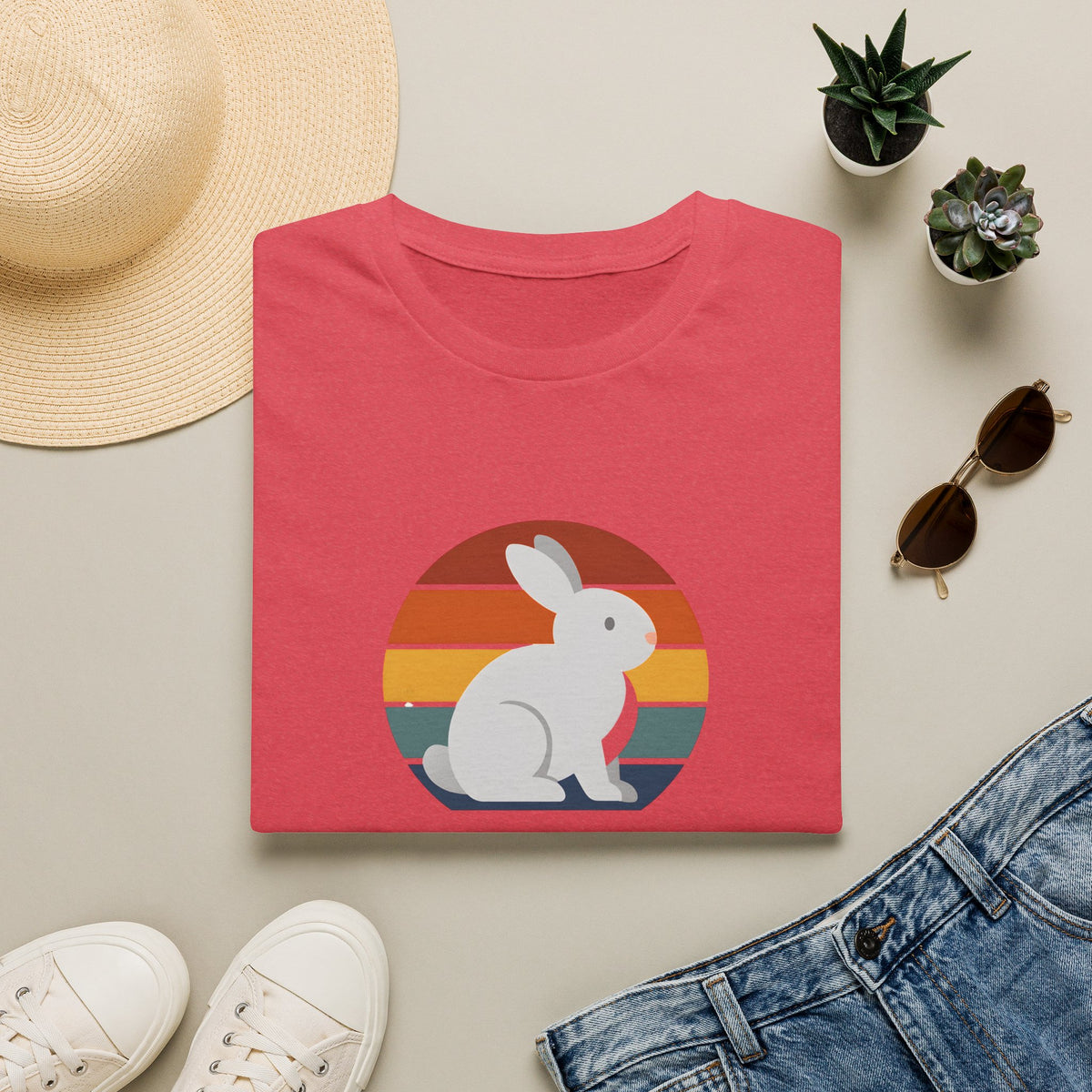 Rainbow striped rabbit T-Shirt
