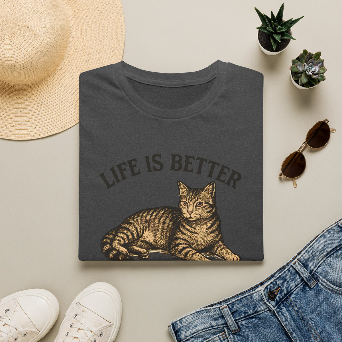 Cat With Slogan T-Shirt