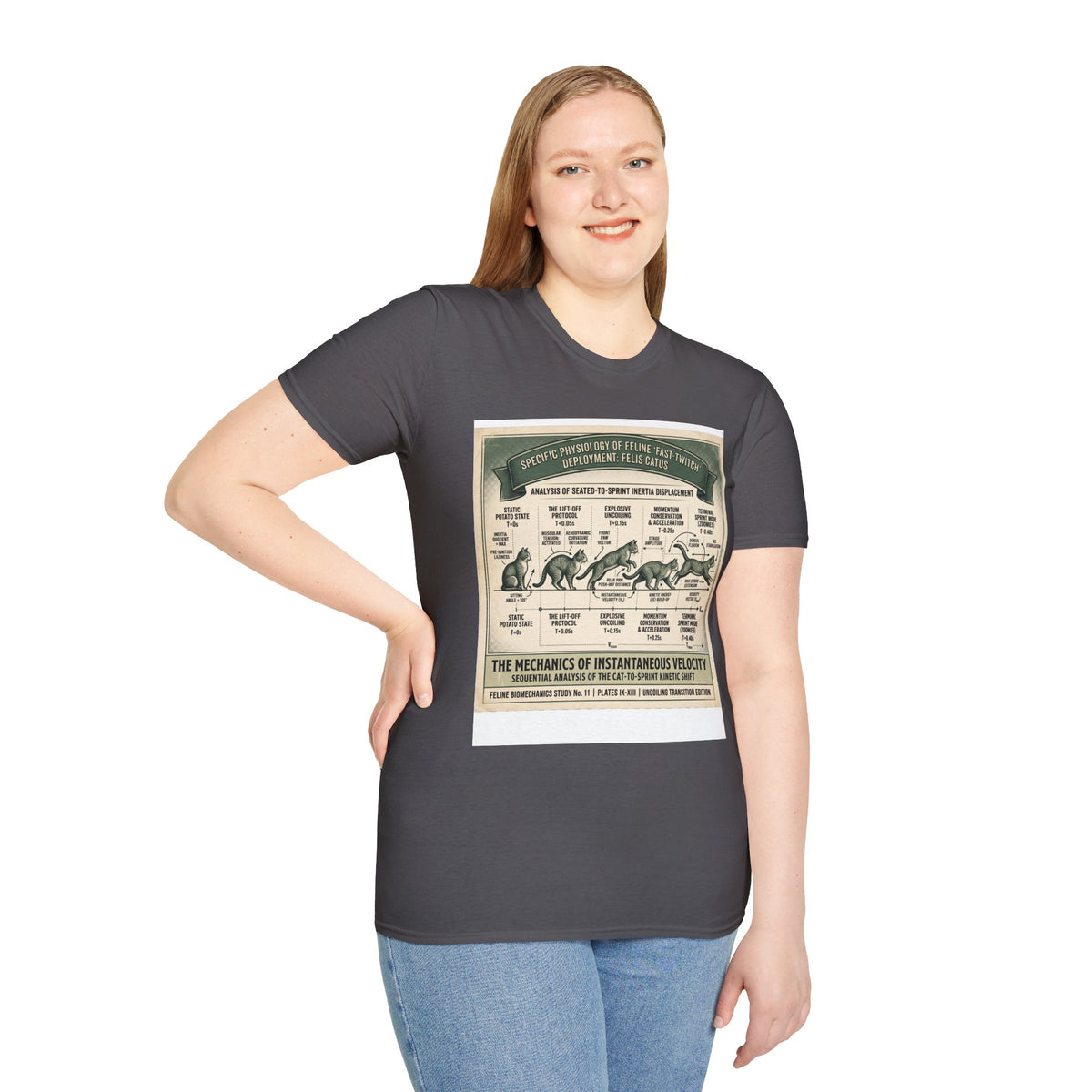 Cat Sprint Anatomy T‑Shirt — Vintage Feline Fast Twitch Diagram