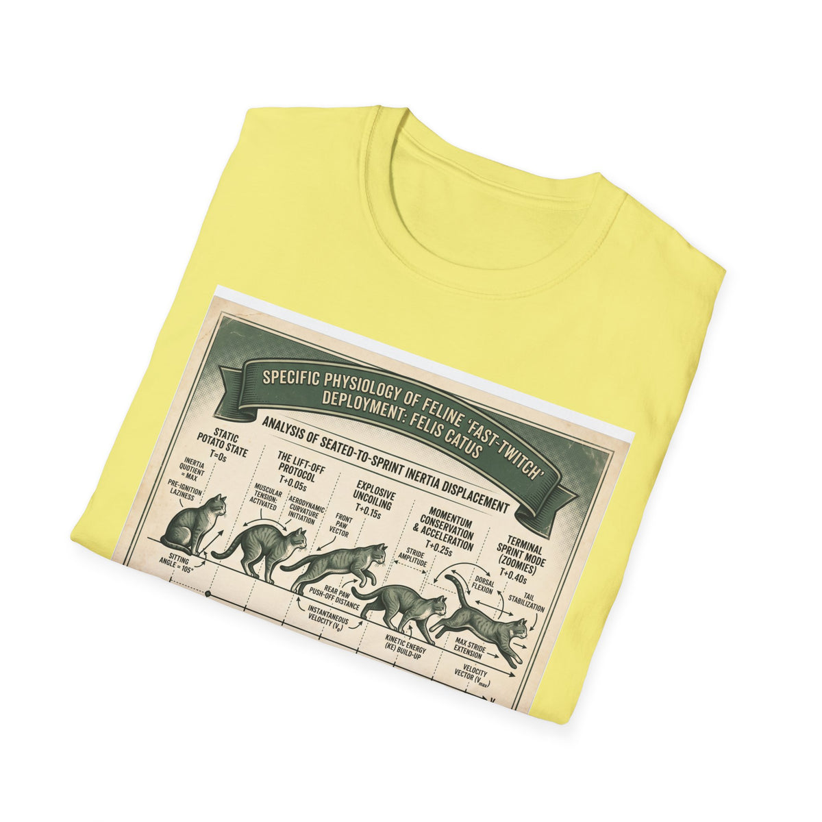 Cat Sprint Anatomy T‑Shirt — Vintage Feline Fast Twitch Diagram
