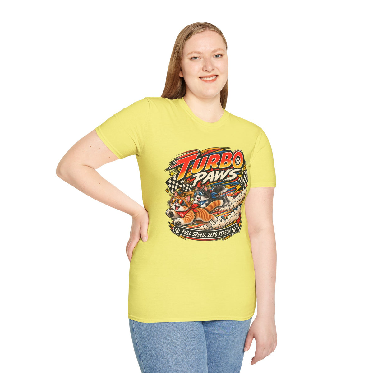 Turbo Paws T-Shirt — Retro Racing Cat Graphic Tee