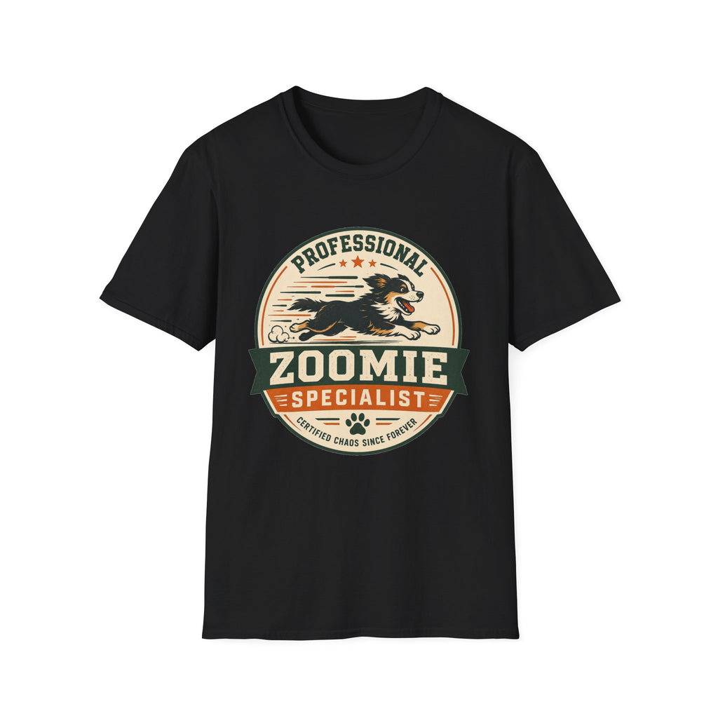 Professional Zoomie Specialist T-Shirt — Funny Dog Running Tee for Dog Lovers