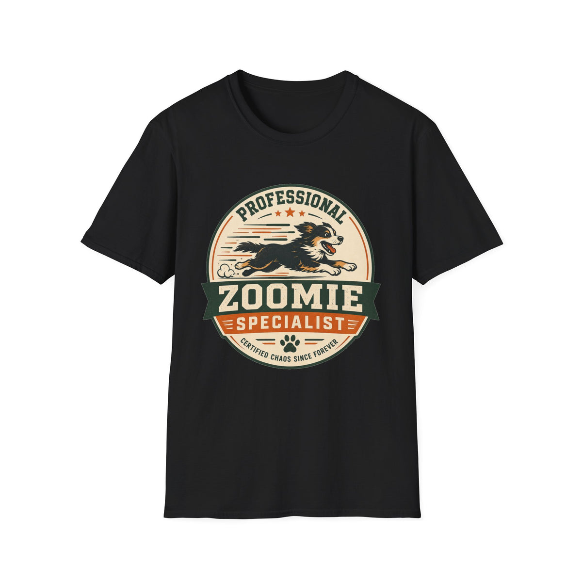 Professional Zoomie Specialist T-Shirt — Funny Dog Running Tee for Dog Lovers
