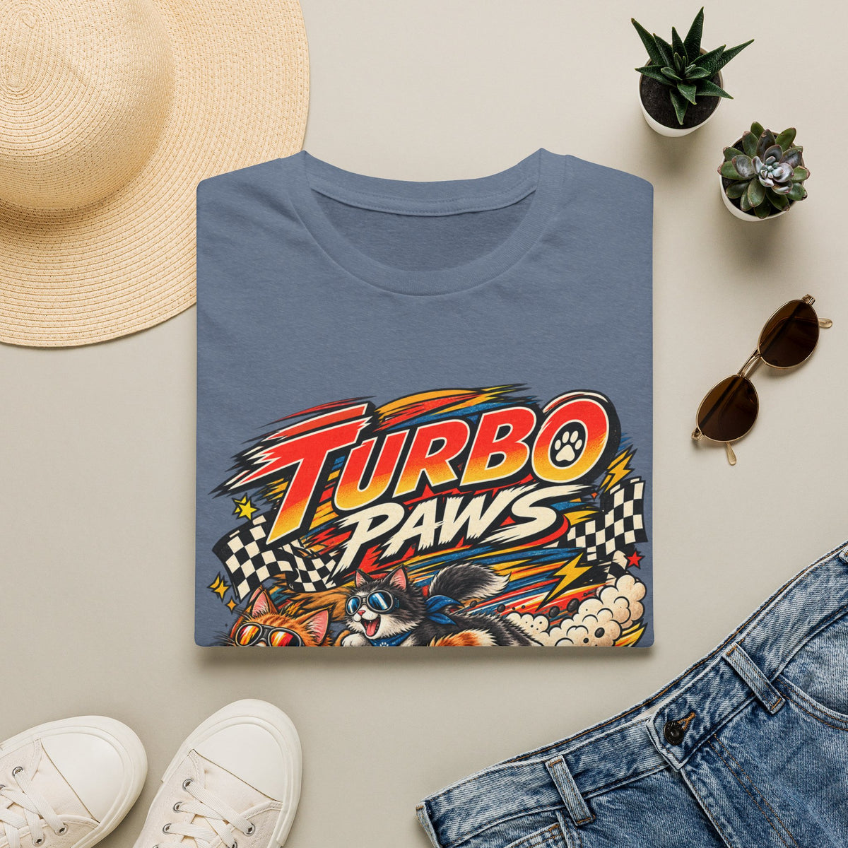 Turbo Paws T-Shirt — Retro Racing Cat Graphic Tee