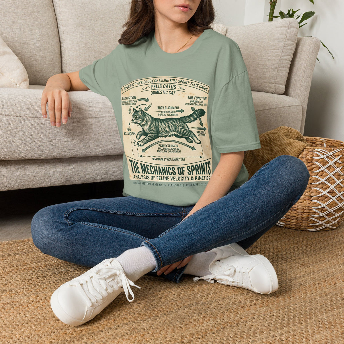 Cat Sprint Anatomy T-Shirt — Felis Catus Vintage Scientific Illustration Tee