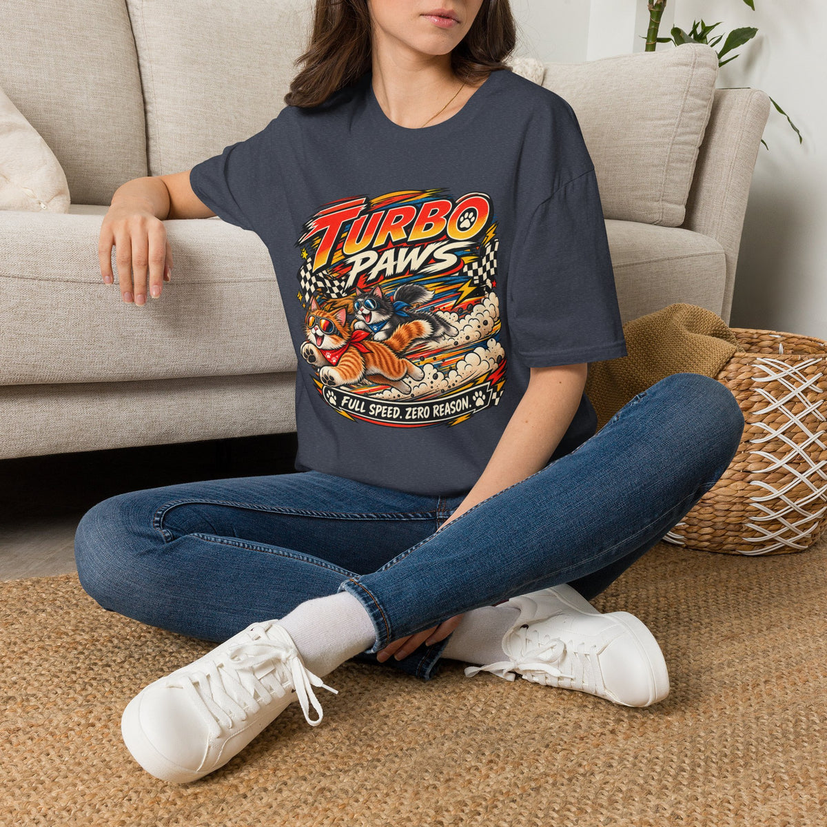 Turbo Paws T-Shirt — Retro Racing Cat Graphic Tee