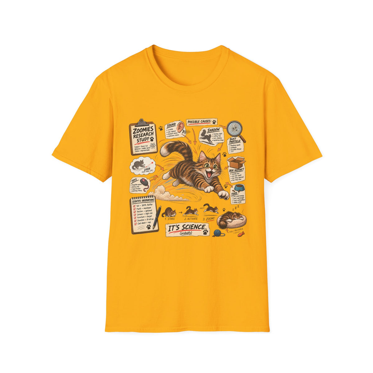 Cat Science T-Shirt — “It’s Science” Zoomies Research Design