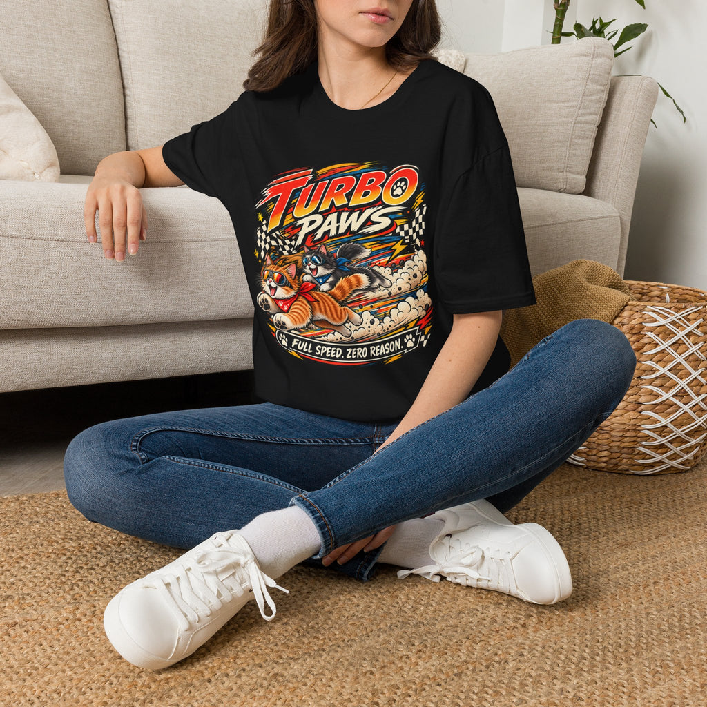 Turbo Paws T-Shirt — Retro Racing Cat Graphic Tee