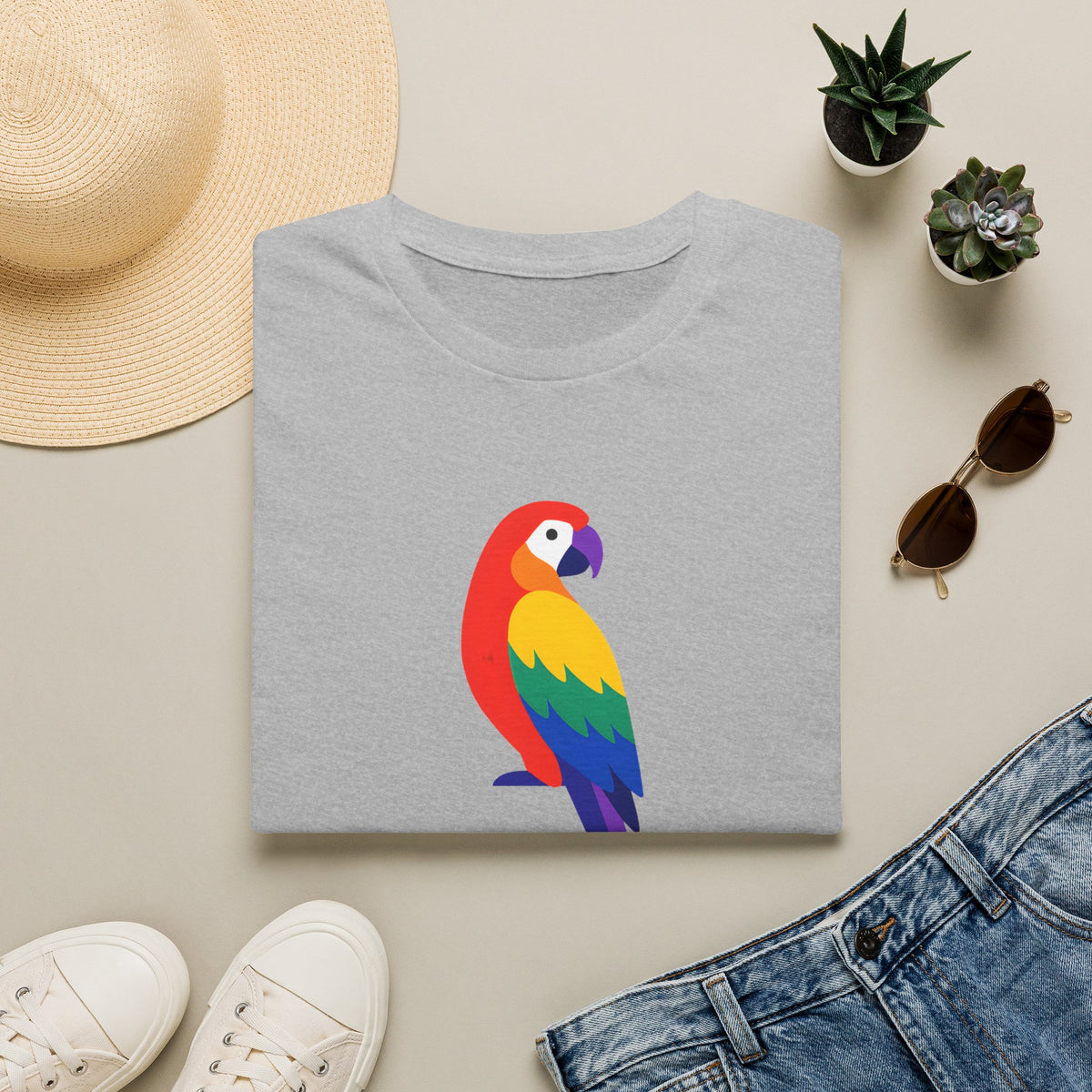 Colorful Parrot Illustration T-Shirt