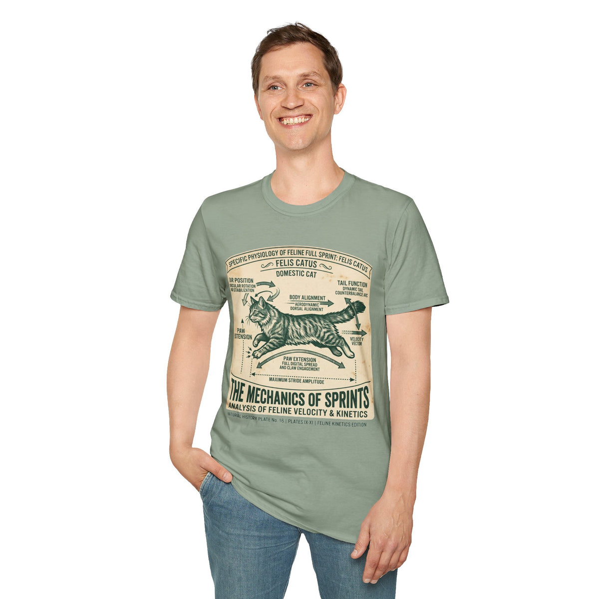 Cat Sprint Anatomy T-Shirt — Felis Catus Vintage Scientific Illustration Tee
