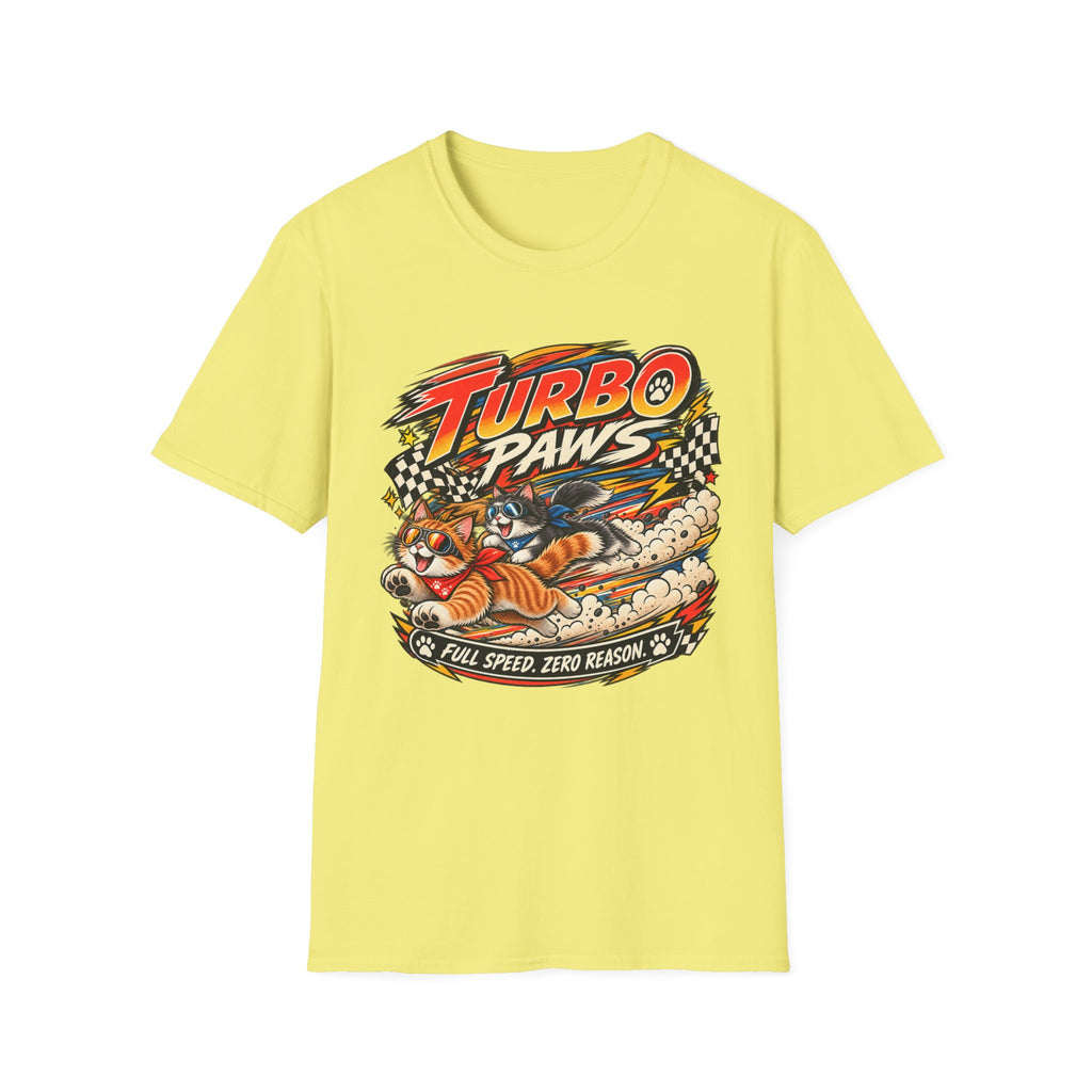 Turbo Paws T-Shirt — Retro Racing Cat Graphic Tee