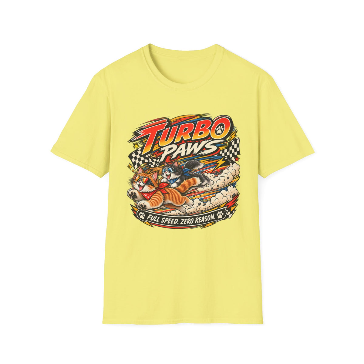 Turbo Paws T-Shirt — Retro Racing Cat Graphic Tee