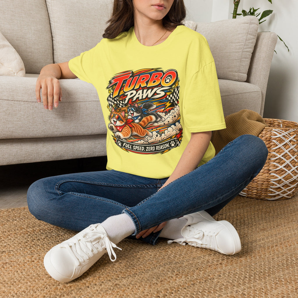 Turbo Paws T-Shirt — Retro Racing Cat Graphic Tee