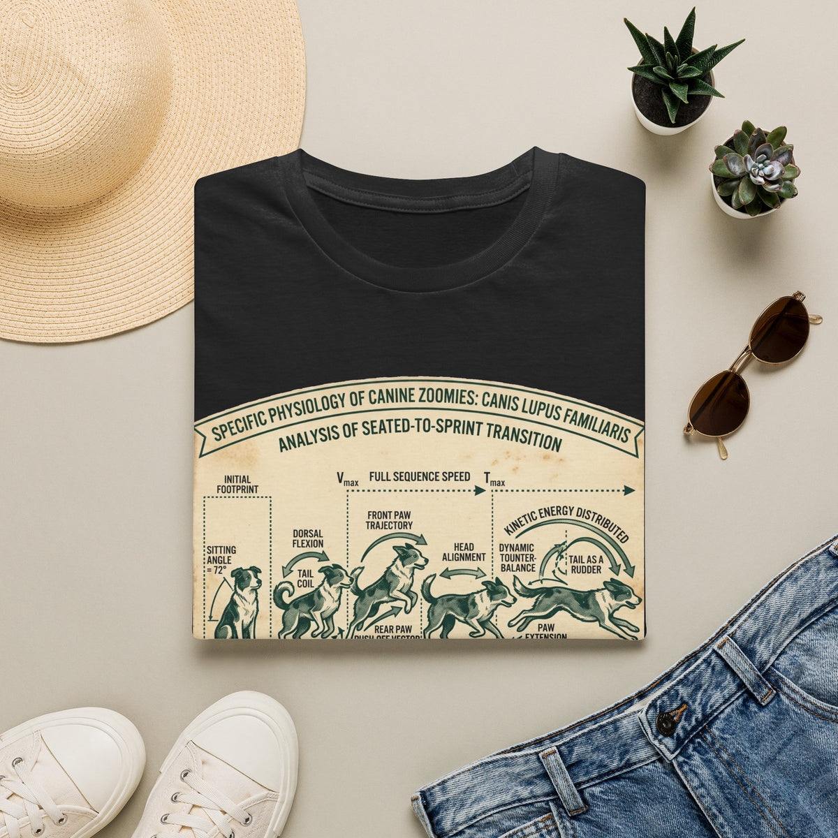 Kinetics of Zoomies T-Shirt — Funny Canine Zoomies Diagram Tee
