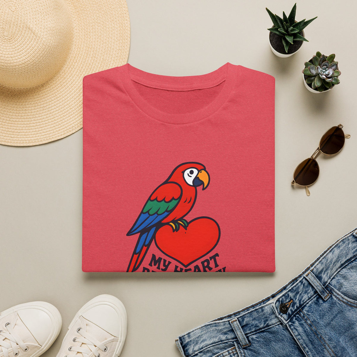 Parrot on Heart T-Shirt