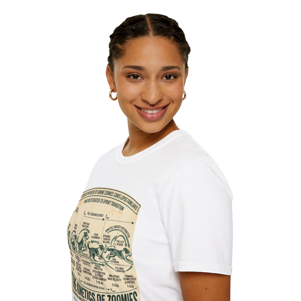 Kinetics of Zoomies T-Shirt — Funny Canine Zoomies Diagram Tee