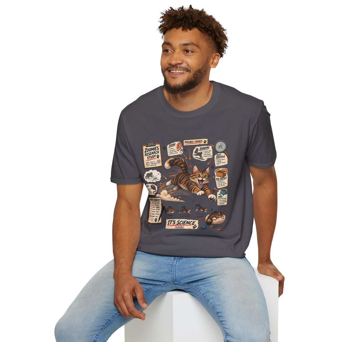 Cat Science T-Shirt — “It’s Science” Zoomies Research Design