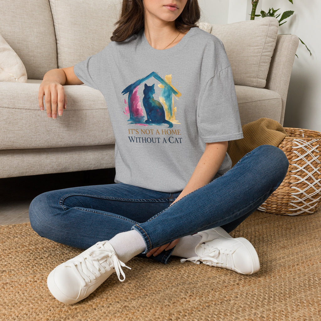 Watercolor Cat Inside House T-Shirt