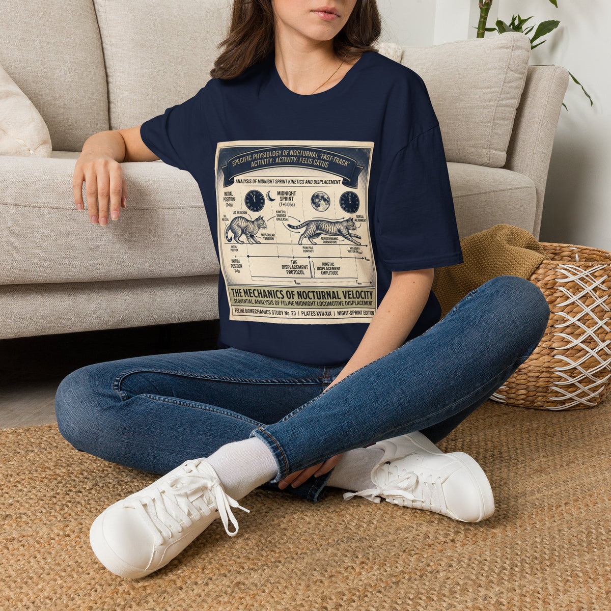Nocturnal Cat Anatomy T-Shirt – Vintage Feline Physiology Diagram