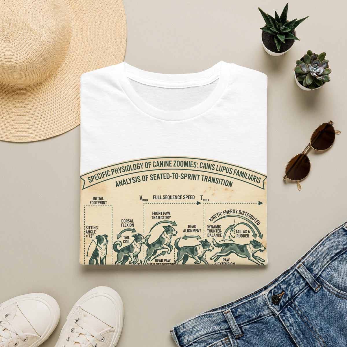 Kinetics of Zoomies T-Shirt — Funny Canine Zoomies Diagram Tee