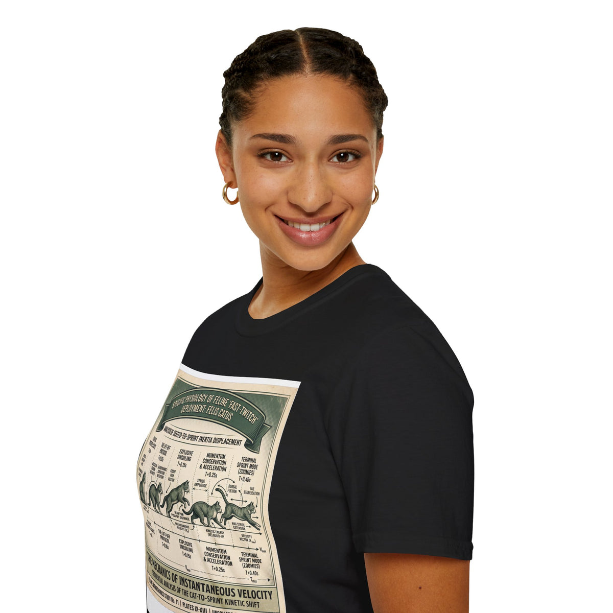 Cat Sprint Anatomy T‑Shirt — Vintage Feline Fast Twitch Diagram