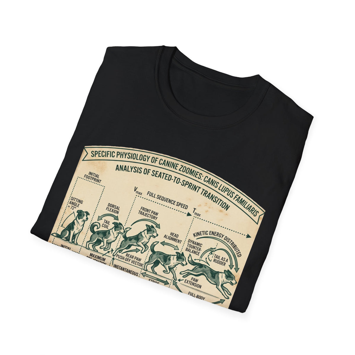 Kinetics of Zoomies T-Shirt — Funny Canine Zoomies Diagram Tee